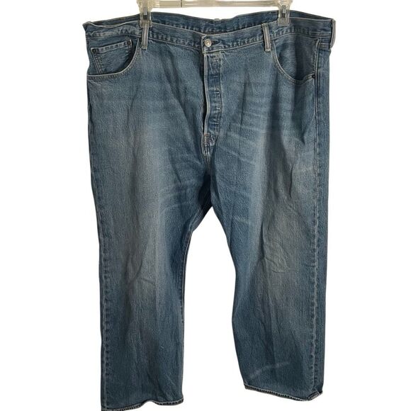 Y2K Levi’s Mens 501 Button Fly Straight Leg Jeans 48x29 Fits 46x27 Medium Wash - Picture 1 of 8